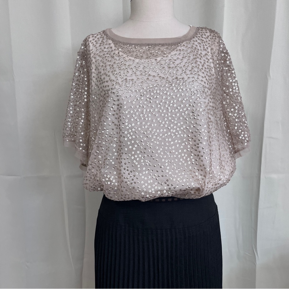 I.N.C. International concept, Womens gold sheer sequence top. - Picture 2 of 2